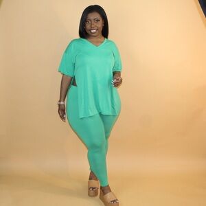 Kelly Green Brushed Microfiber Loungewear Set